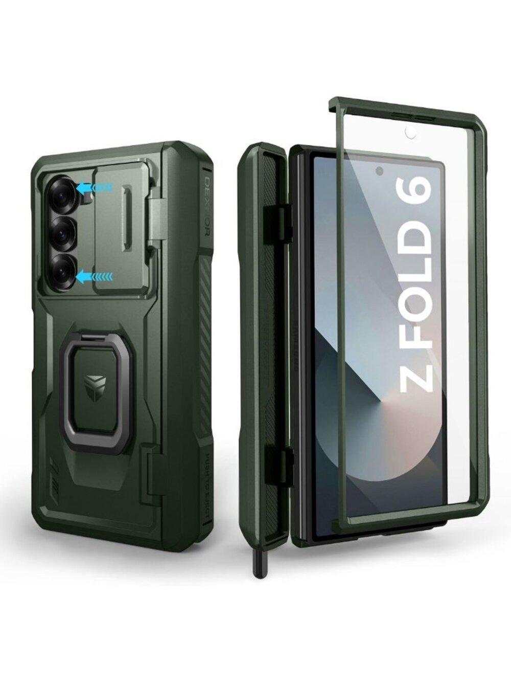 Rugged Heavy Duty Case for Samsung Galaxy Z Fold 6 with Ring Stand & S Pen